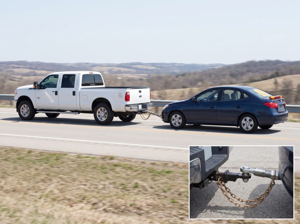 How to tow a car safely, legal rules and equipment